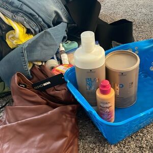 Just getting rid of things I can’t take with me. Hair care. Clothes.